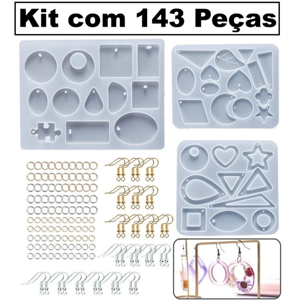 143 Peças Molde De Silicone Para Resina Epoxi Fazer Artesanato Brinco Pingente Jóias Coração Estrela