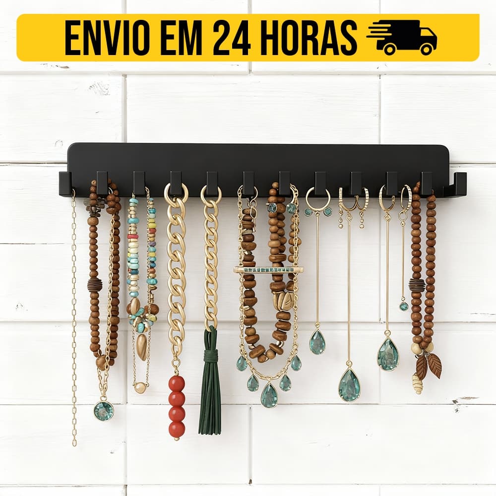Organizador Joias Bijuterias Expositor Anéis Suporte Colar Pulseira Cor Preta M4