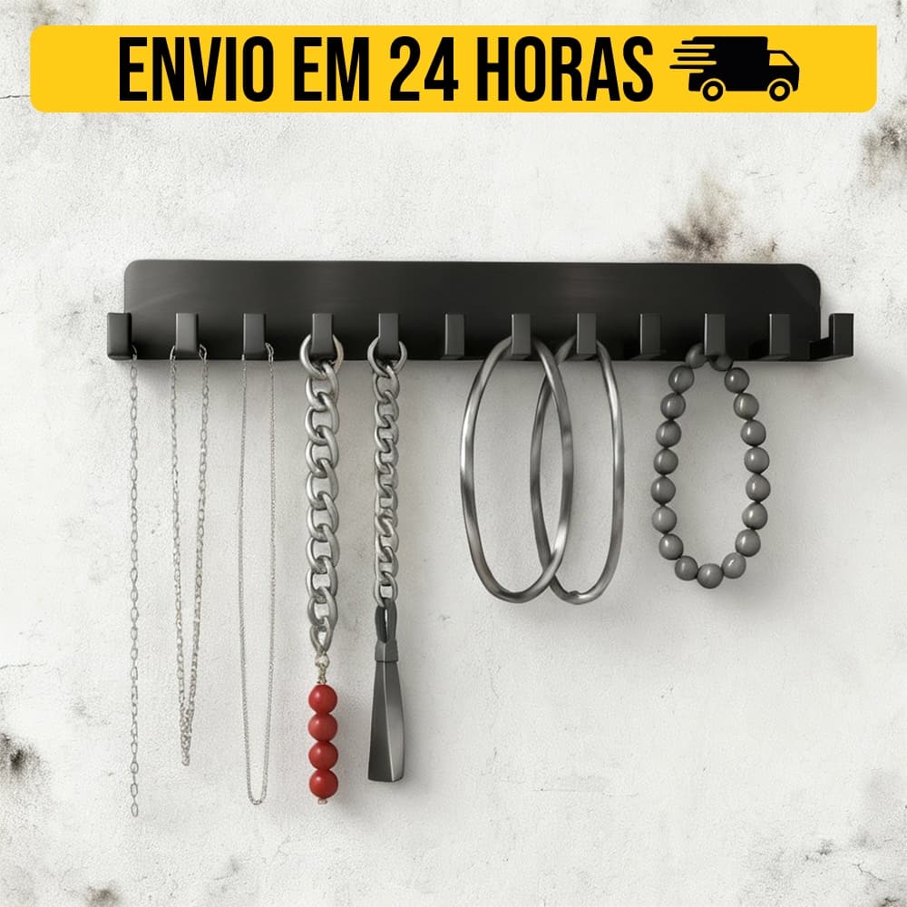 Organizador Joias Bijuterias Expositor Anéis Suporte Colar Pulseira Cor Preta M14