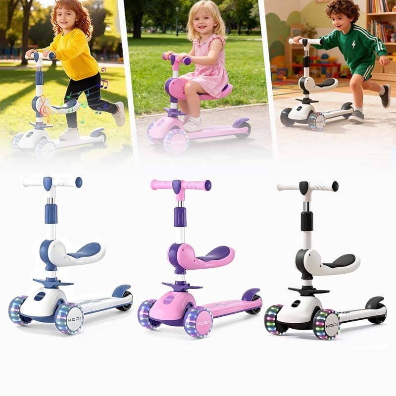 Patinete Infantil Scooter 3 rodas dobrável com Led 3 em 1 até com assento Dream Light 60Kg-P15