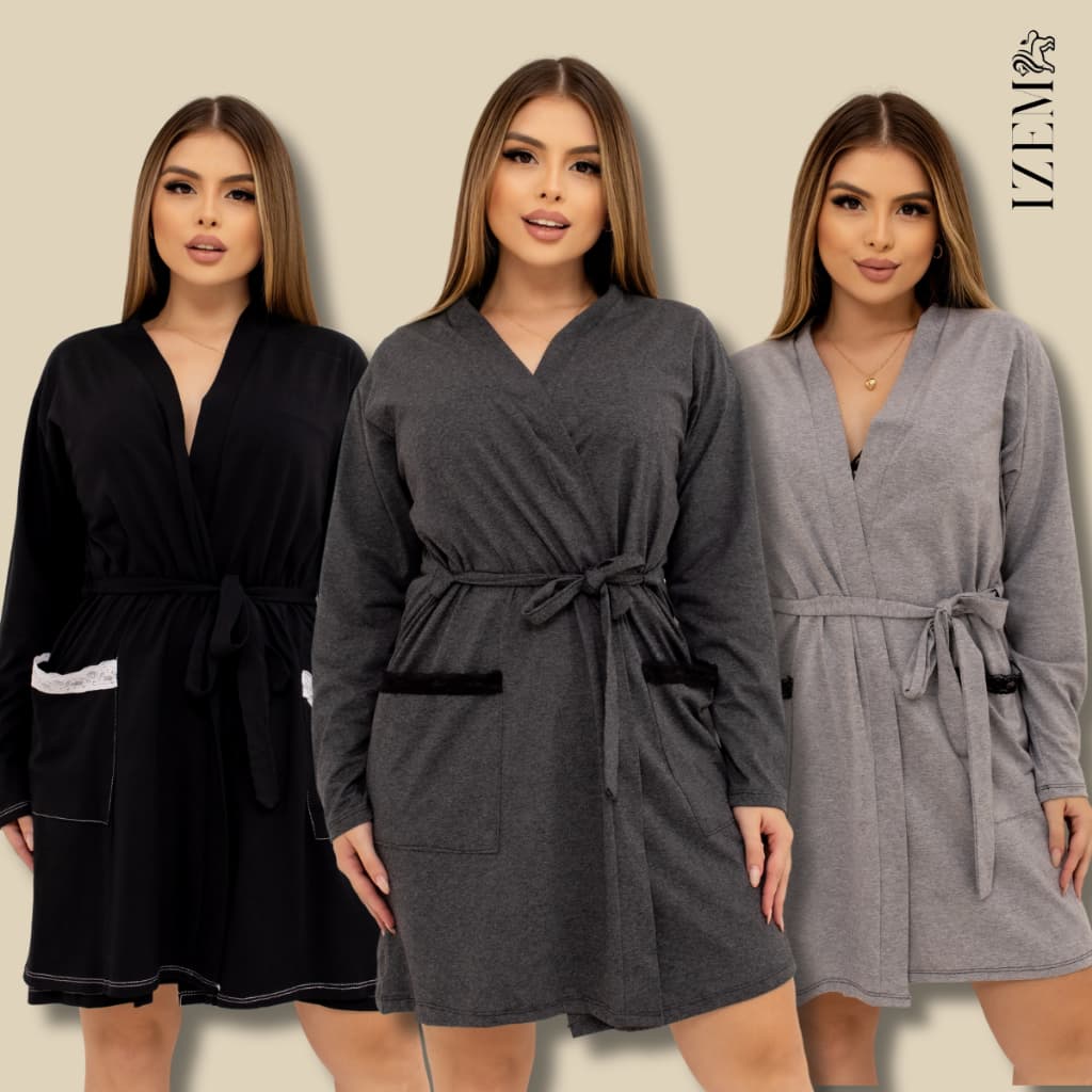Robe Roupão de Amamentar Gestante Manga Longa de Algodão Confortável Inverno
