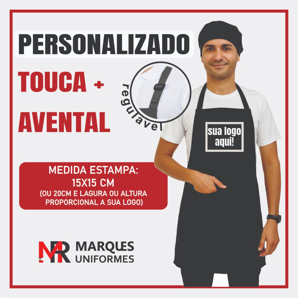 Conjunto Avental e Touca - Personalizado | Nome ou Logo – Oxford Profissional de Cozinha