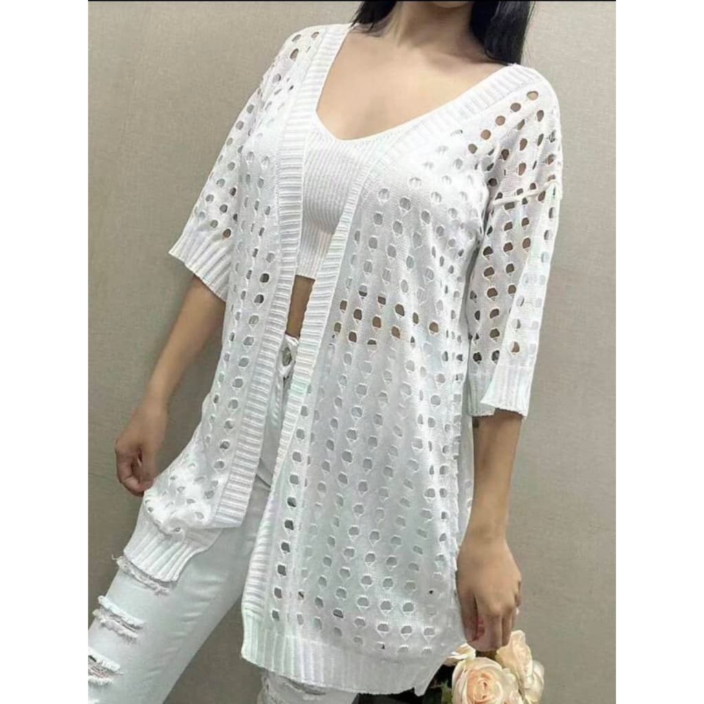 Kimono cardigan tricô verão moda feminina Saida de praia