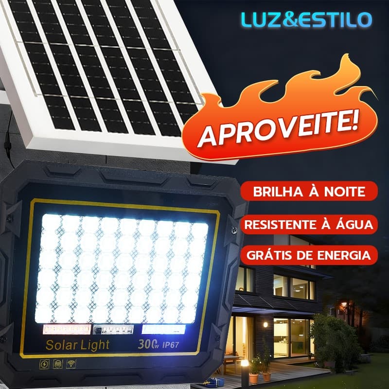 Holofote Solar LED 300W 200W 100W Impermeável com Placa Fotovoltaica–Iluminação Externa Potente para Jardim e Segurança
