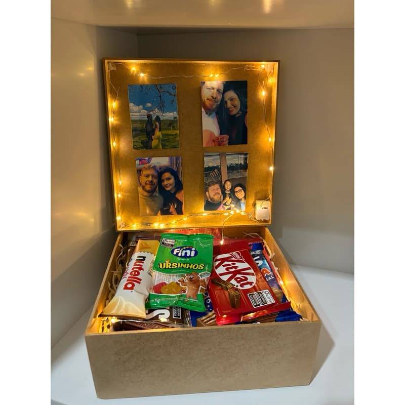 Cesta de Presente Personalizada com Fotos Namorada Cesta de chocolate presente namorados Dia dos namorados mães mãe pai