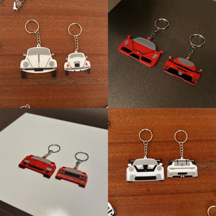 Chaveiro de Carro Esportivo Frente e Traseira – Fusca Ferrari Porsche Audi Dois Lados Presente Automotivo