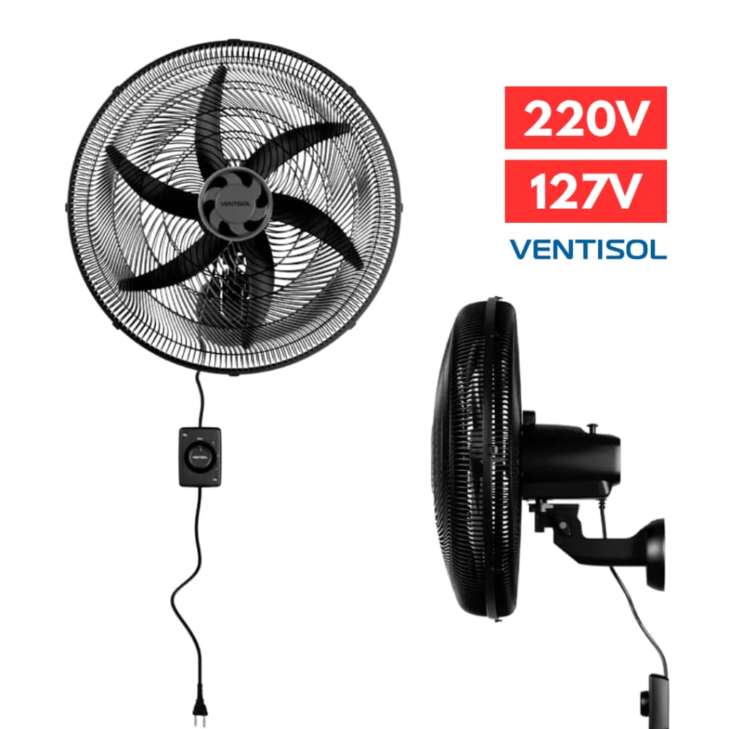 Ventilador de Parede Monta Facil Oscilante 127V/220V 50cm Ventisol Inclinação Ajustável Silencioso