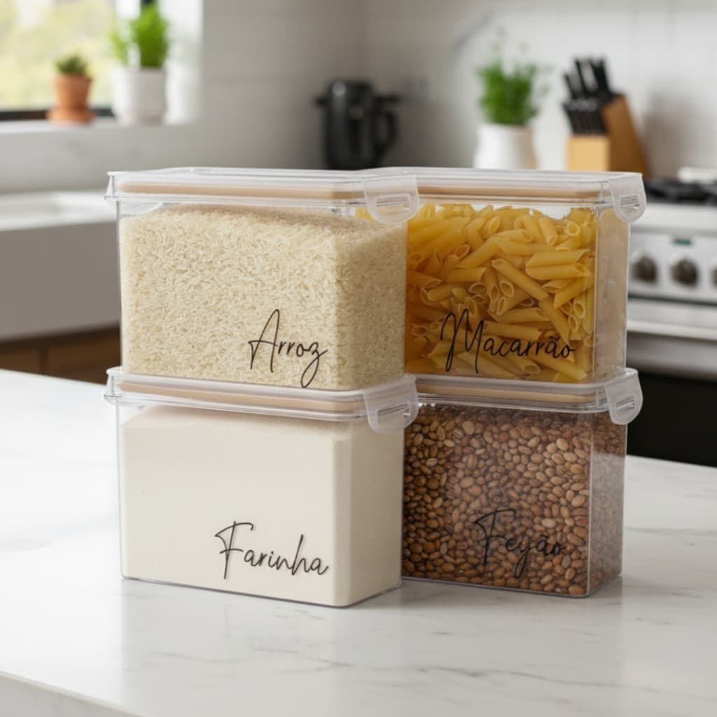 Pote Hermético 1,9L Mantimentos - Cozinha, Plástico, Arroz e Feijão, Porta Mantimentos | Variações