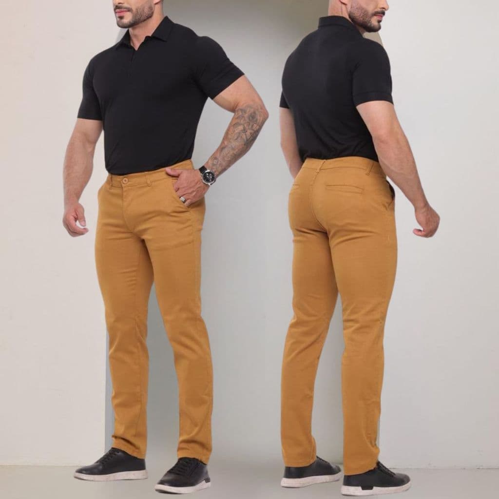 Calça SARJA Slim Social Sport Fino Masculina Alfaiataria Esporte Fino Bolso Faca Com Bolso Embutido Brim Com Elastano