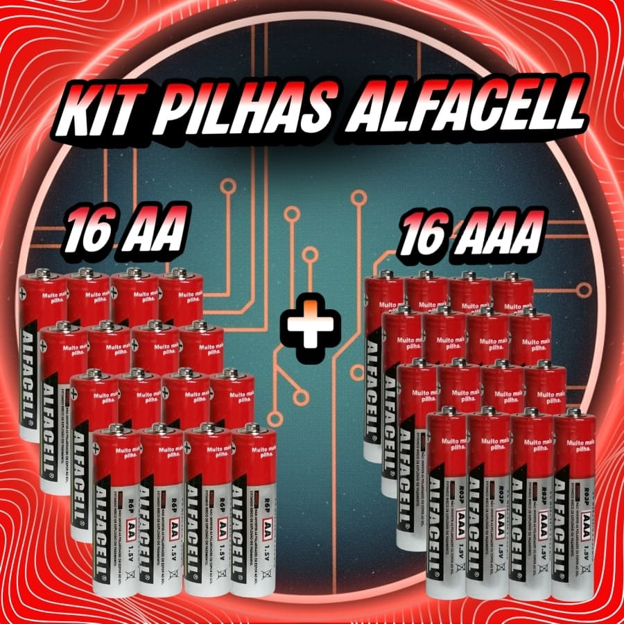 Alfacell 16AAA Palito + 16 AA Normal ou Escolha sua Quantidade