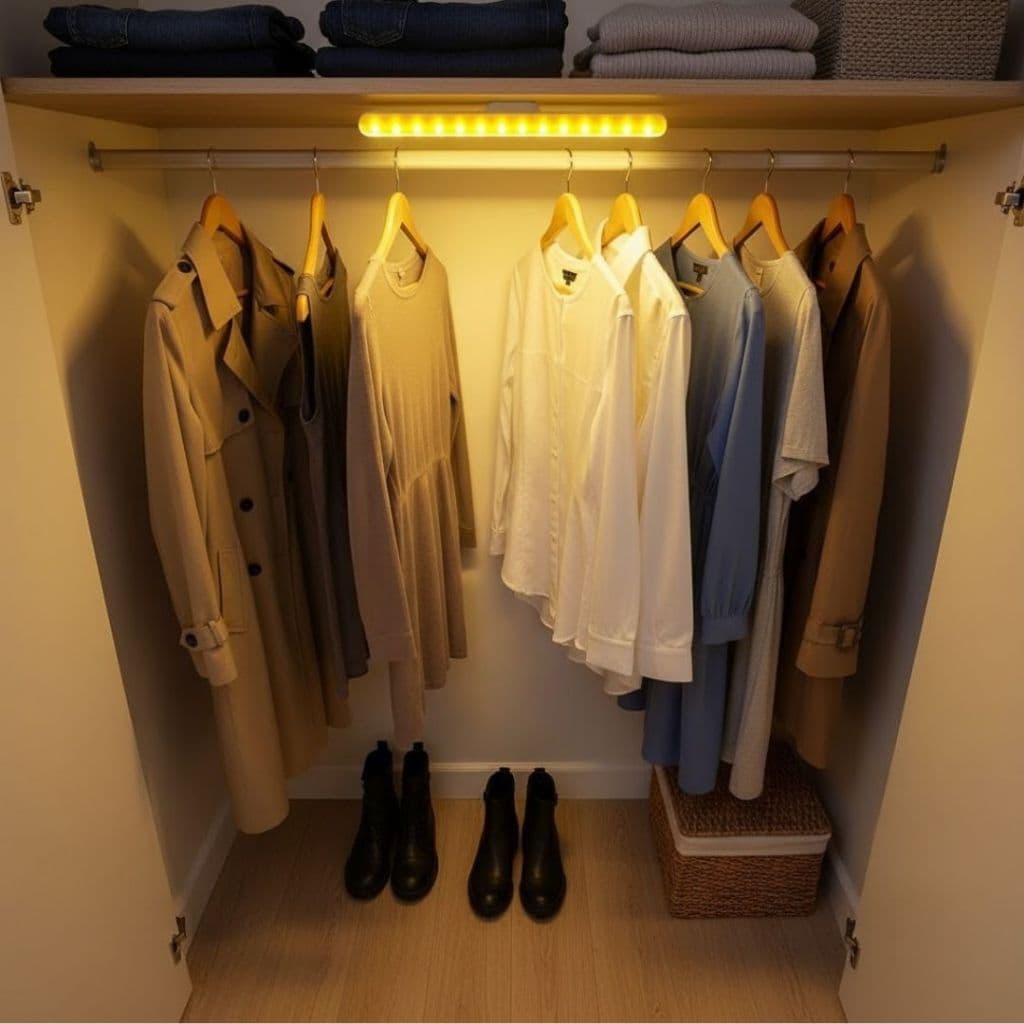 Luminaria Led Touch Closet 2 Cores Recarregavel Usb Guarda Roupas Armario