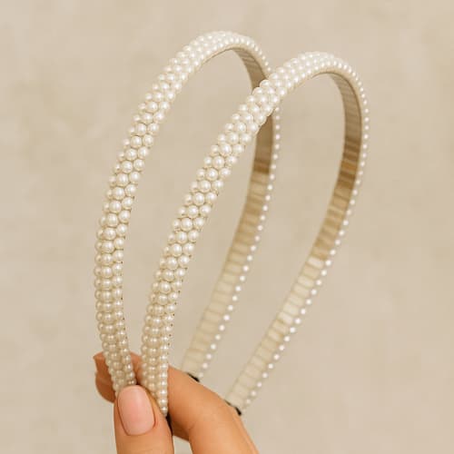 Kit 2 Tiaras de Pérolas Branca Elegantes – Clássicas e Sofisticadas