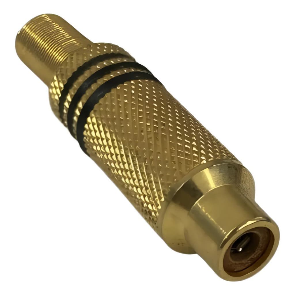 Kit 3x Plug Jack RCA Fêmea Metálico Dourado com Mola