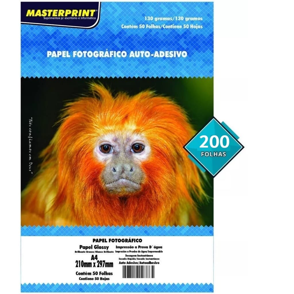 Papel Fotográfico Adesivo -  A4 130g Masterprint À Prova D'água 50 Folhas - PAPEL ORIGINAL