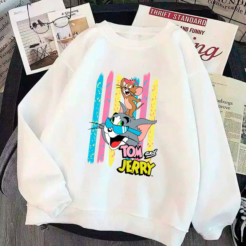 moletom flanelado blusa frio jerry gola redonda sem capuz