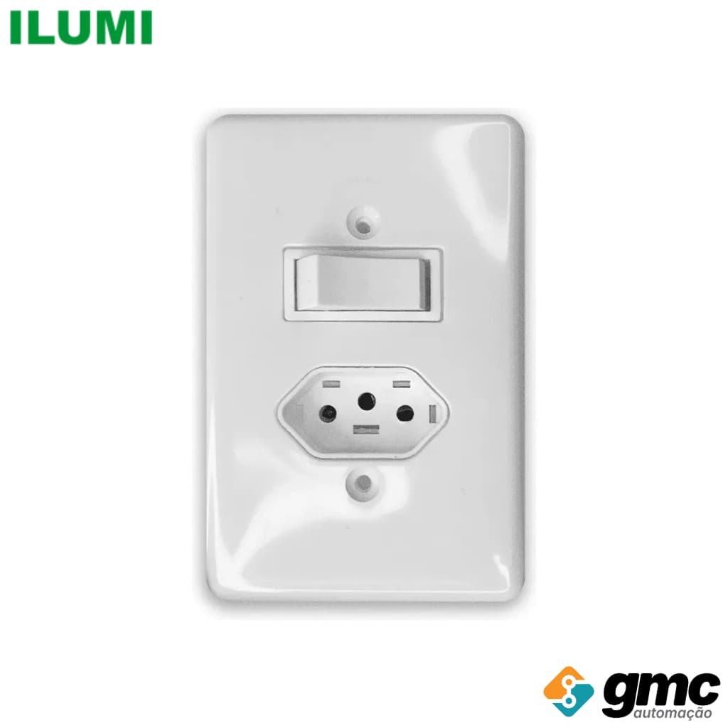 Interruptor Simples Com Tomada Stylus 10a 250v (20200) Ilumi Branco