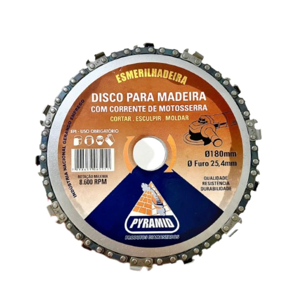 Disco Dente Corrente Roçadeira Motoserra esmerilhadeira corte curvo 180mm Furo 25mm