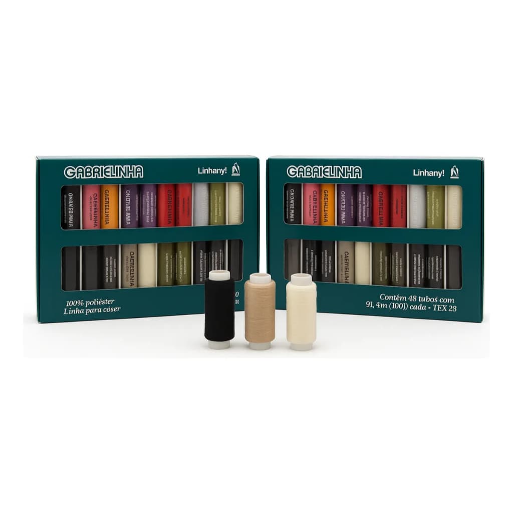 Kit 2 Caixas Gabrielinha Com 48 Tubos Coloridos Para Costura