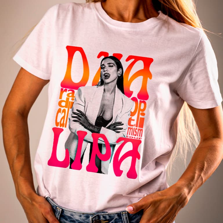 Camiseta DUA LIPA RADICAL OPTIMISM TOUR Feminina e Masculina 100% Algodão Lançamento Unissex