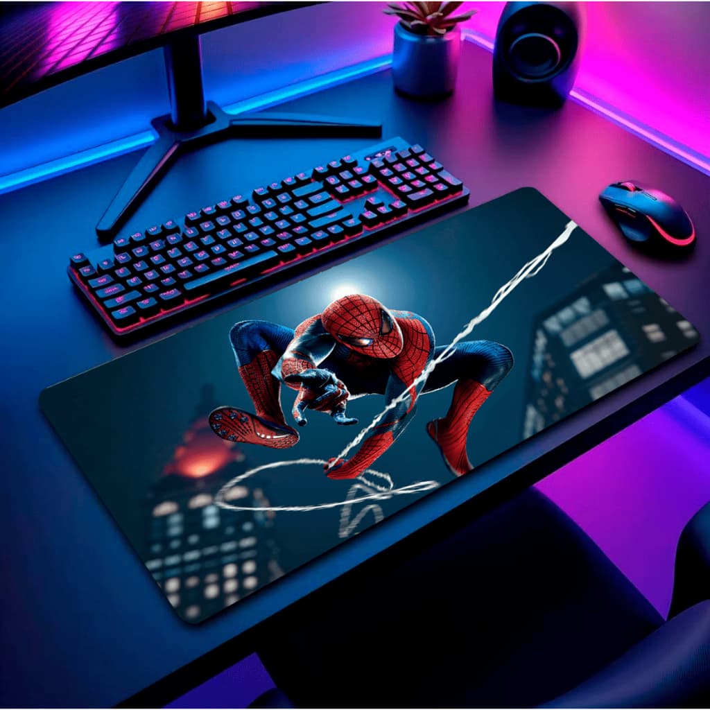 Mouse Pad Anime Gamer Personalizado RGB Grande com Apoio Ergonômico Base Paisagens Antiderrapante
