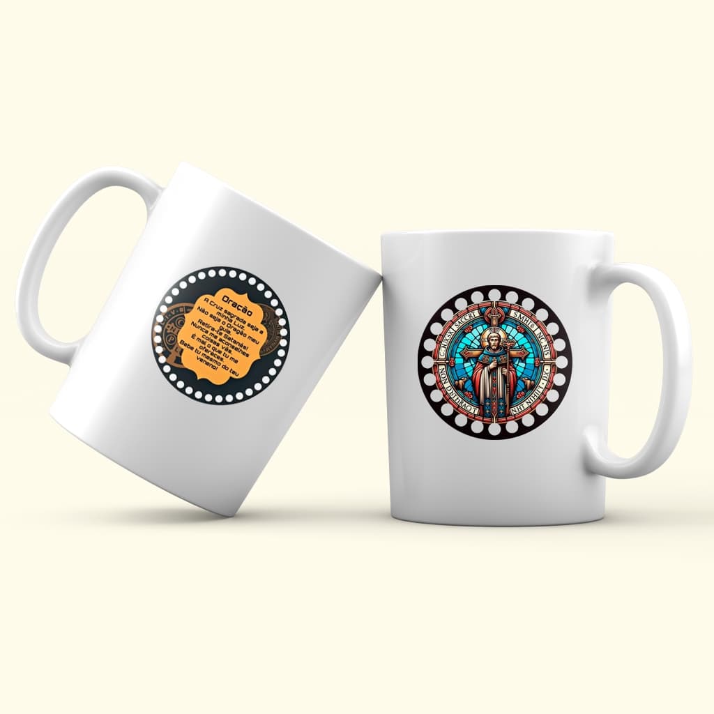 Caneca com Medalha oração de São Bento frente e verso diversos modelos escolha a sua