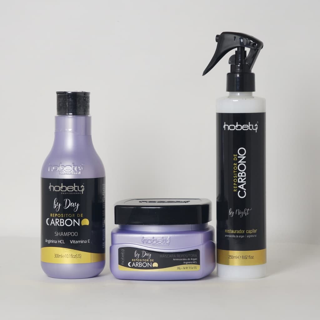 Repositor de Carbono Shampoo 300ml + Máscara 300g + Finalizador 220ml Hobety