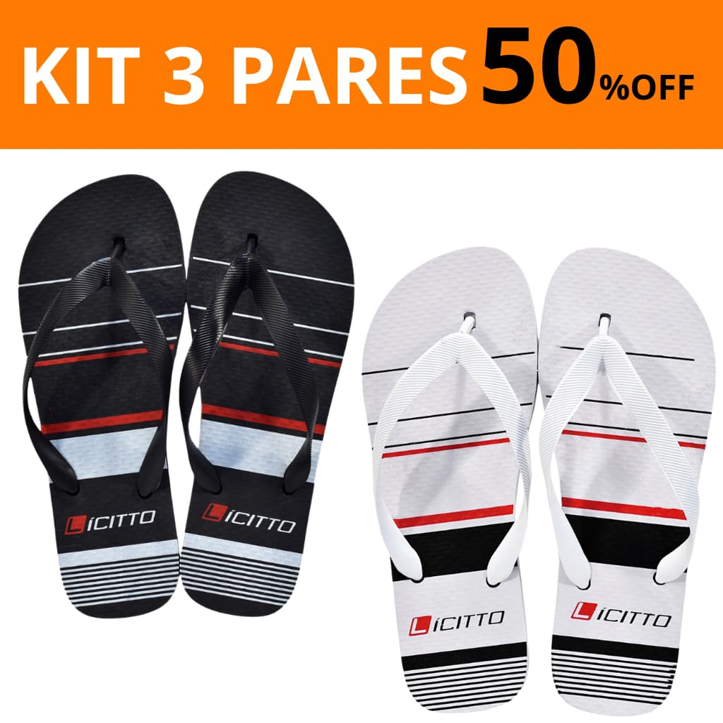 KIT 3 PARES Chinelo Masculino Borracha Leve Confortável Novo ORIGINAL Envio Imediato Barato