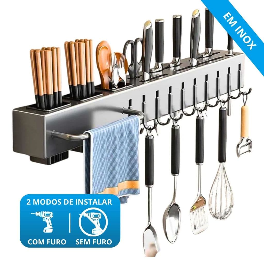 Suporte Para Armazenamento De Facas 10 Ganchos Talheres Utensílios De Cozinha De Metal