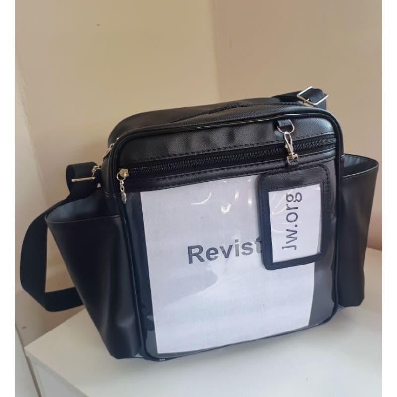 Bolsa transversal com transparência para pregação jw com bolsos laterais