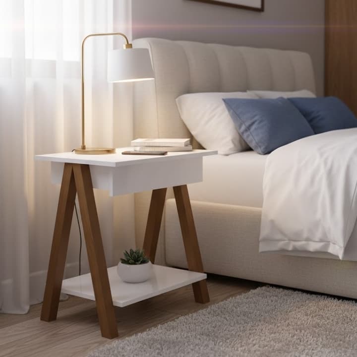 Mesa Lateral de Apoio Integra Finger com 1 Gaveta - 60cm Altura