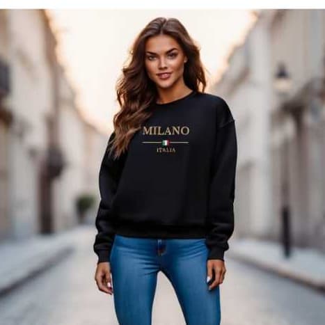 Moletom Gola Redonda Streetwear Confortável e Versátil Blusa Femenina