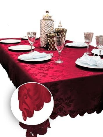 Toalha de Mesa Luxo para mesa 6 lugares Jacquard Tecido Grosso Envio Imediato