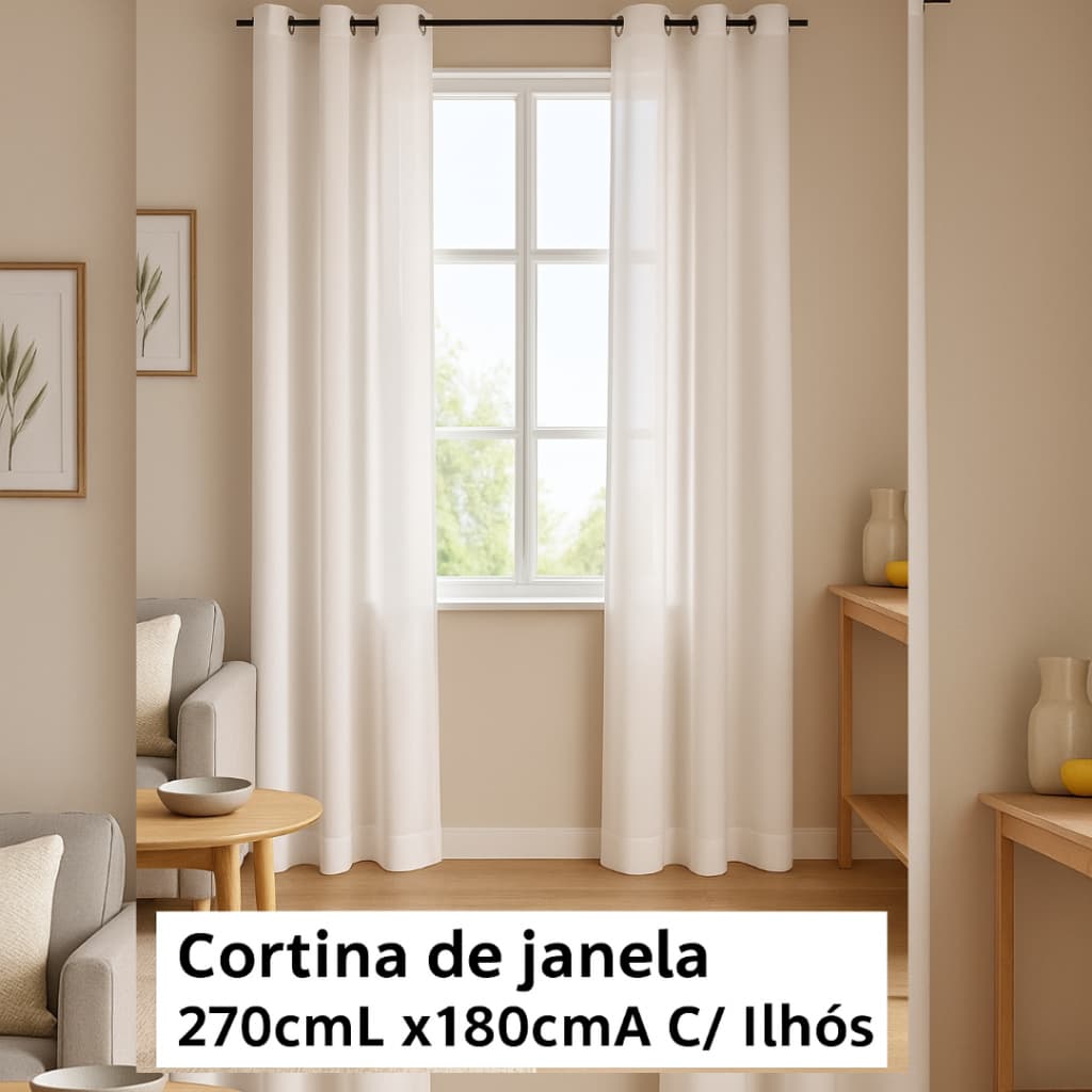 Cortina Nobre Para Janela 270 Largura x180cm AlturaC/ Ilhos