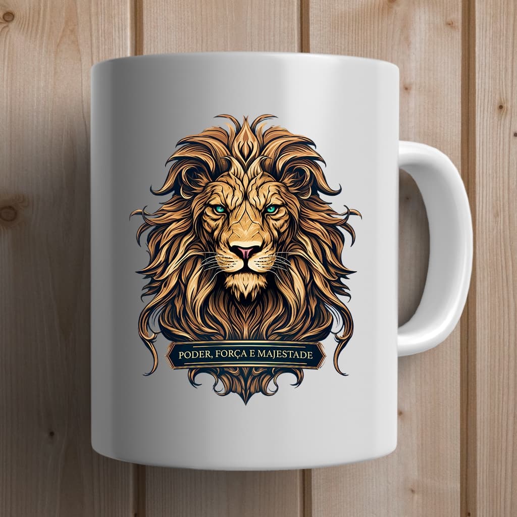 Caneca Leão de Judá Poder Força Majestade Yeshua