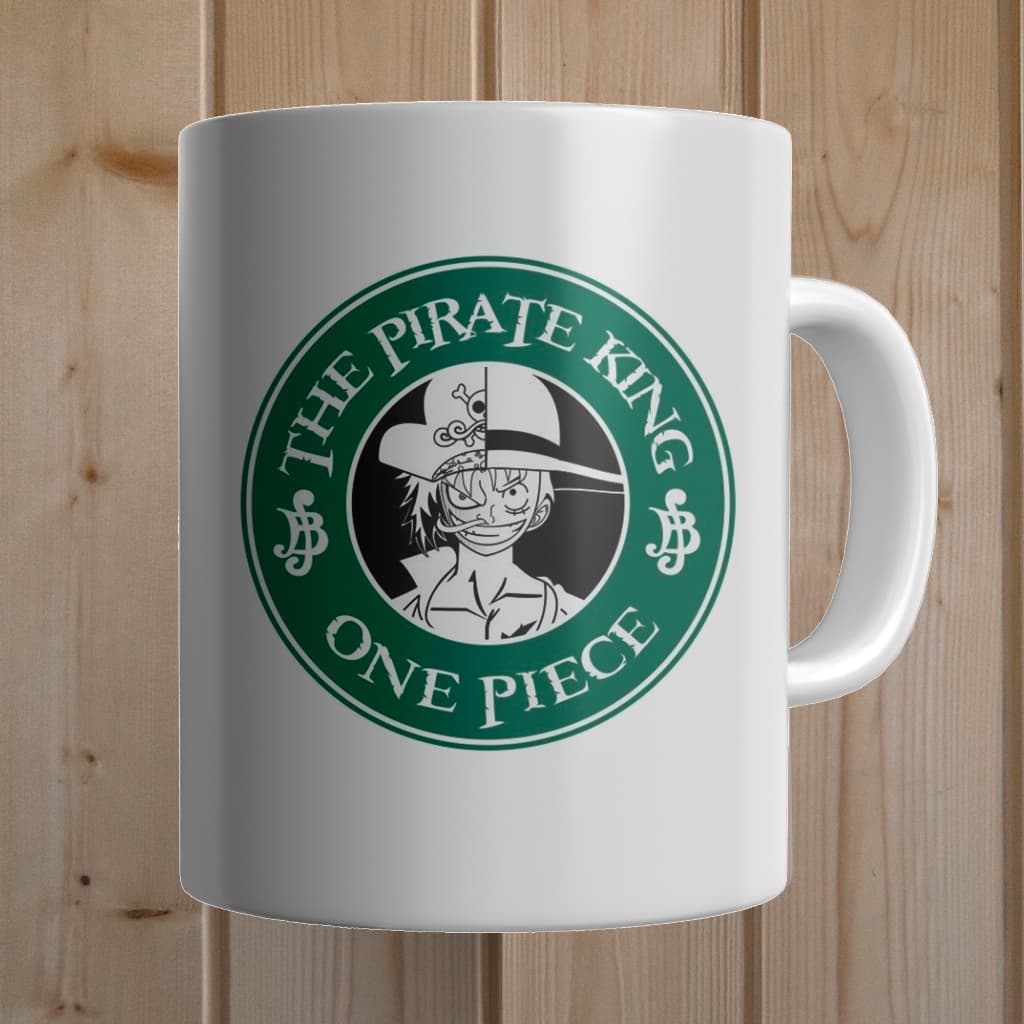 Caneca One Piece The pirate king Coffee Starbucks Café Mug 350ml Ecológica Exclusiva em porcelana Branca