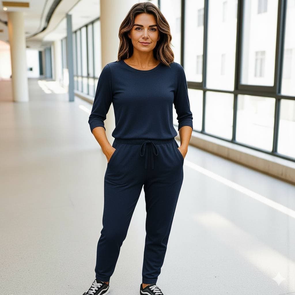 Conjunto Completo Feminino Lufran Conjunto em Viscolycra Premium Preto Casual Chic com Calça e Blusa