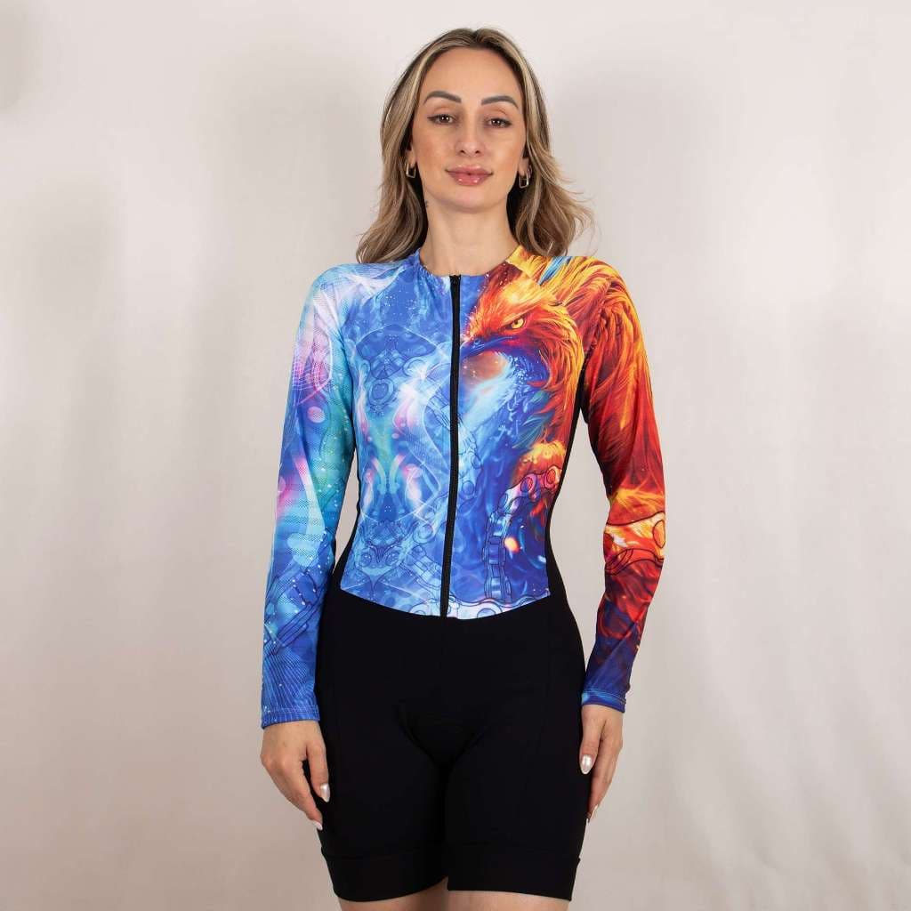Macaquinho de Ciclismo Manga Longa- Modelo: Fenix - Feminino - Conforto e Elegância forro em Gel