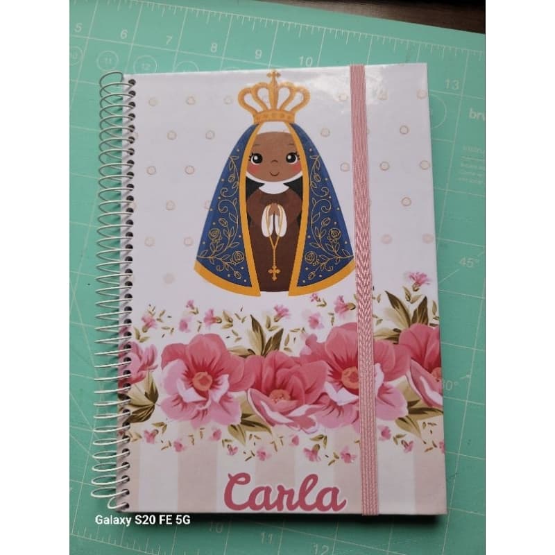 Caderno A5 Nossa Senhora personalizado capa e páginas