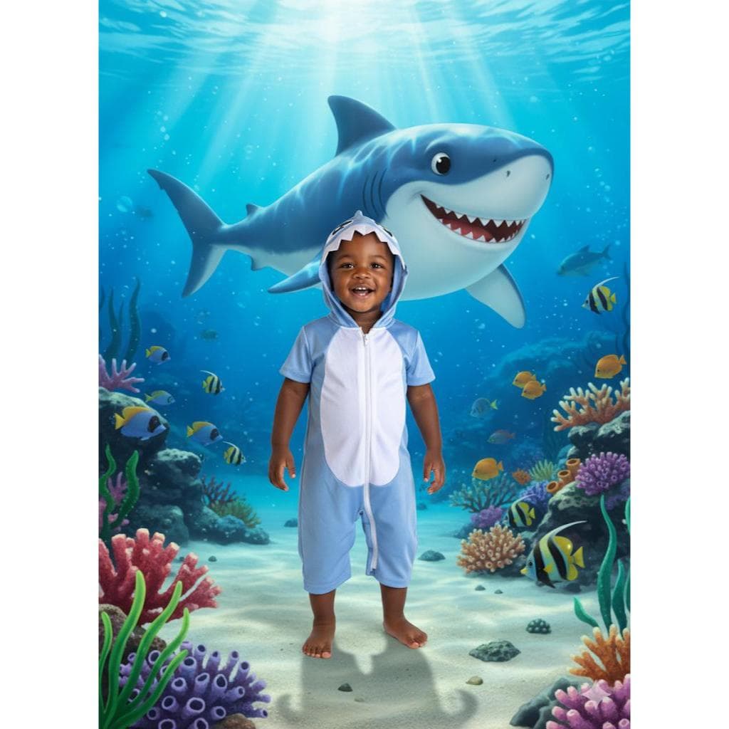 Fantasia Infantil Roupa Tubarão Azul Capuz E Ziper Envio Já