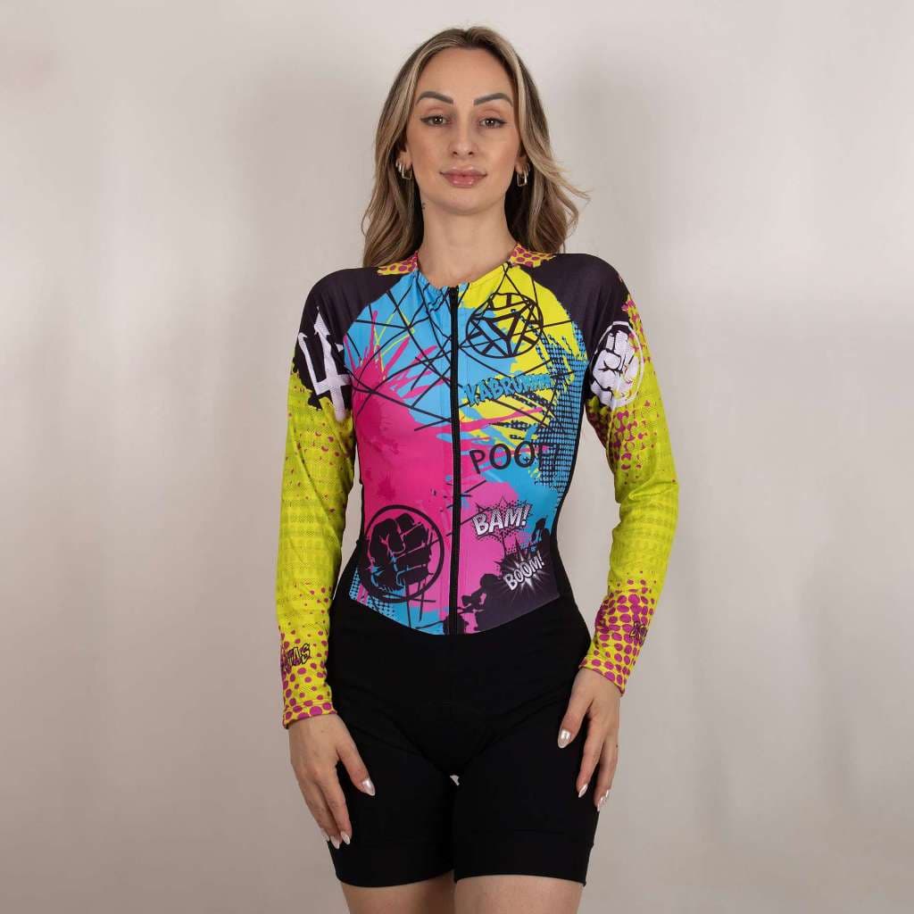 05 Macaquinho de Ciclismo Manga Longa - Modelo: Exótico - Feminino - Conforto e Elegância