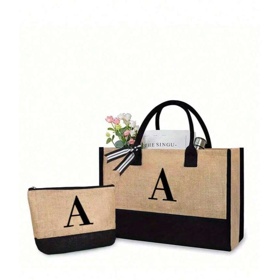 CONJUNTO BOLSA DE PRAIA PERSONALIZADA E NECESSAIRE COM LETRA DO NOME - BOLSA DE VIAGEM PRESENTE BOLSA GRANDE PRAIA CAMPO