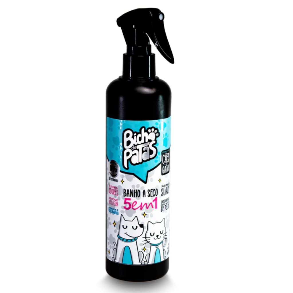 Banho a Seco 5 em 1 Para Caes e Gatos Bicho de Patas 300ml