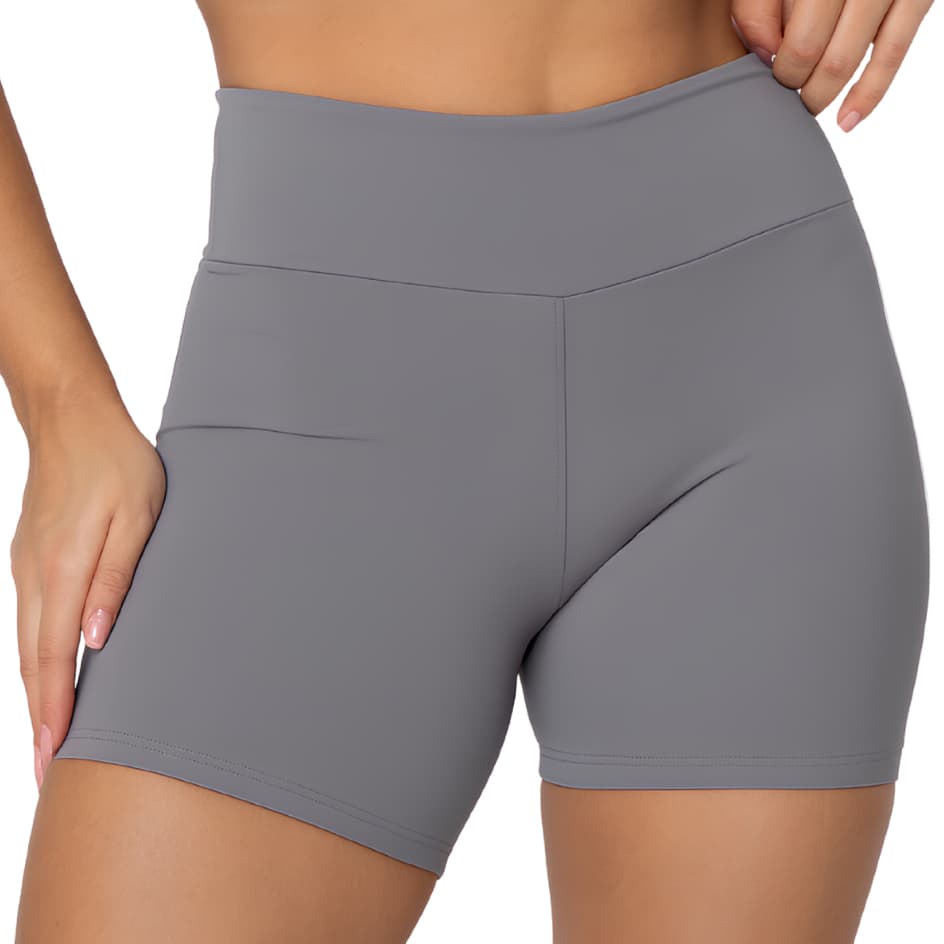 Short Fitness Cintura Alta Proteção Transparência Academia Básico Feminino
