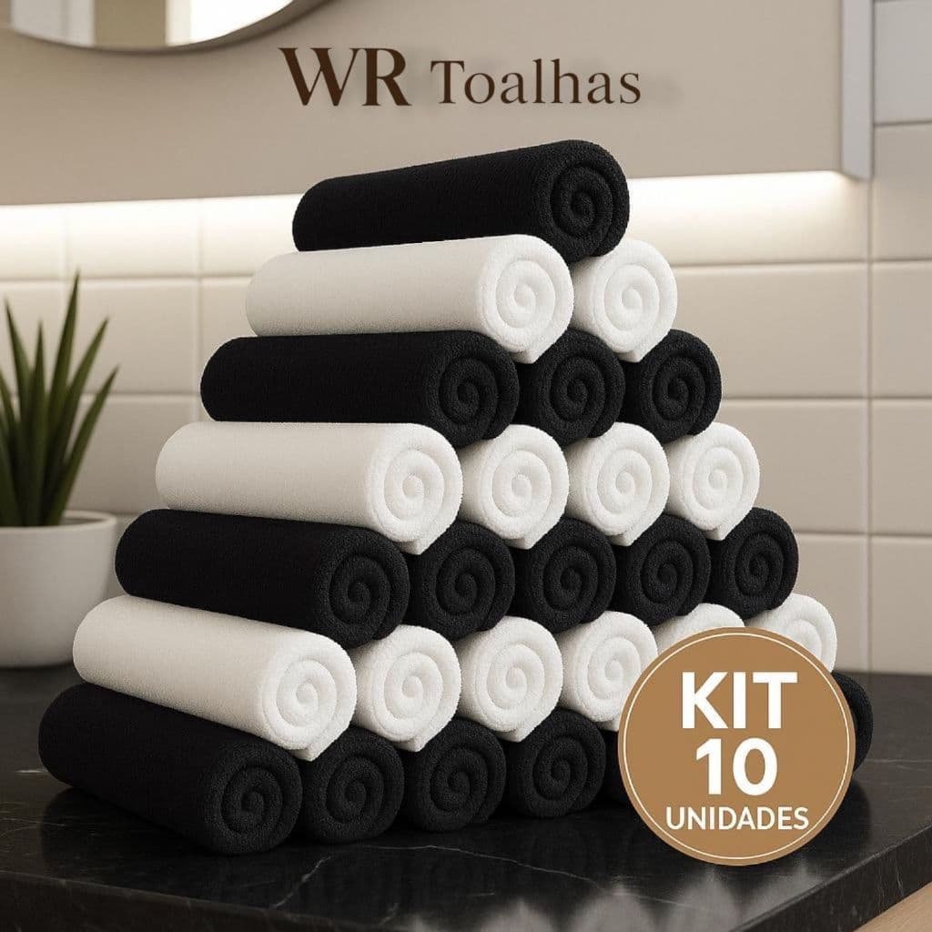 Kit 10 Toalha De Rosto Salão 40x70cm Grossa E Absorvente Profissional Para Barbearia E Spa