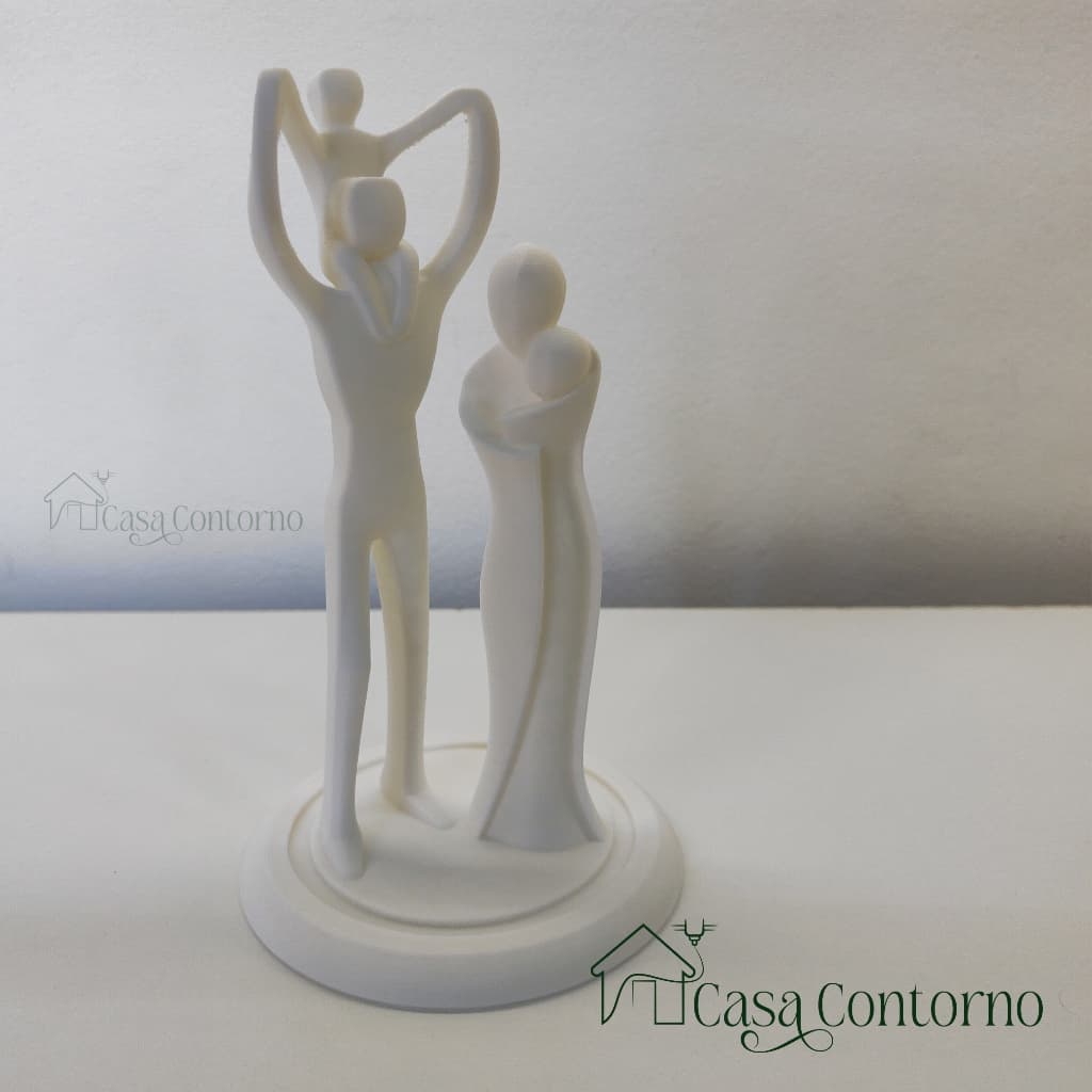 Escultura Família Mãe, Pai e Dois Filhos - 15 cm
