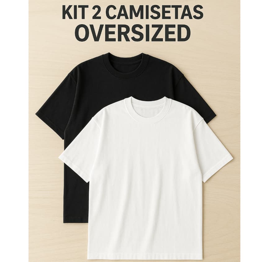 Kit 2 Camiseta Lisa Oversized Masculina Streetwear