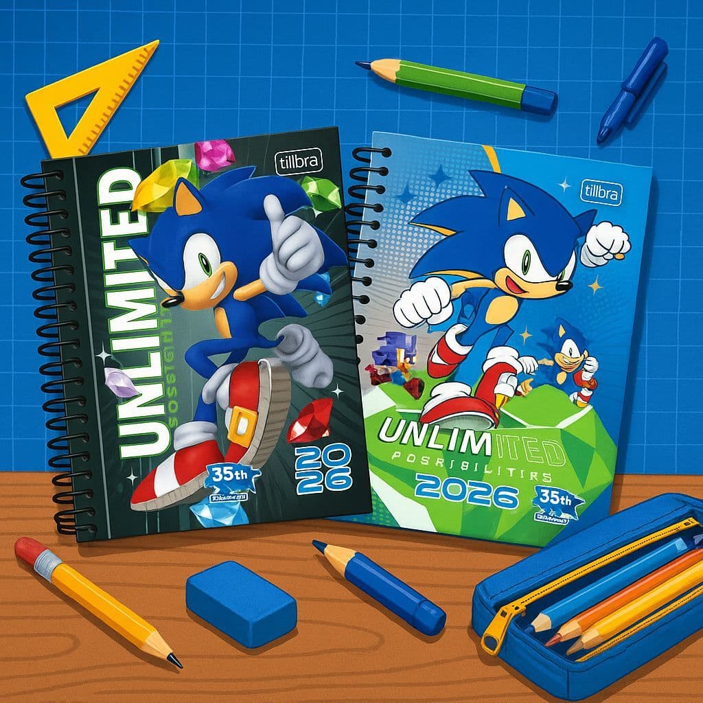 Agenda Sonic 2027 Tilibra Espiral Diária Escolar Original – 176 Páginas + Adesivos
