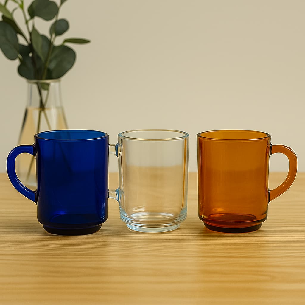 Jogo Caneca Café Chá Suco De Vidro Lisa 240ml | 3/6 ou 12 Unidades