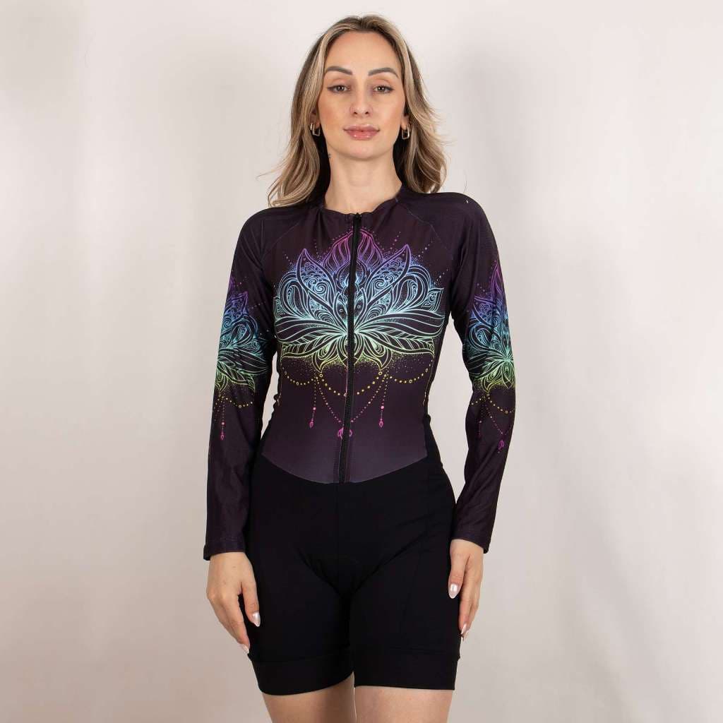 Macaquinho de Ciclismo Manga Longa Modelo Cigana Feminino Conforto e Elegância forro em Gel
