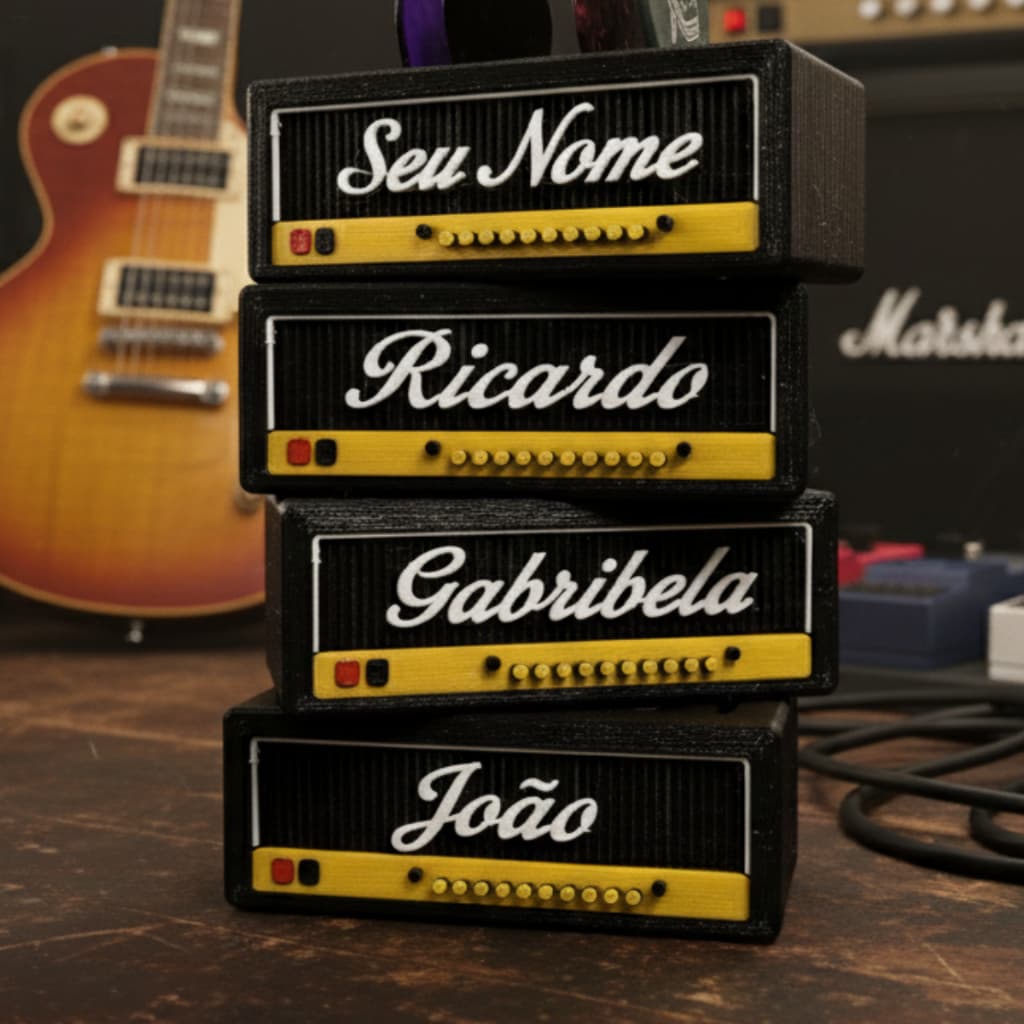 Porta Palhetas Decorativo Personalizado Com Nome Presente Músico Guitarrista Rock Blues Guitarra